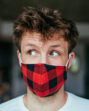 Load image into Gallery viewer, POOK MASK ( Red/Black Plaid)